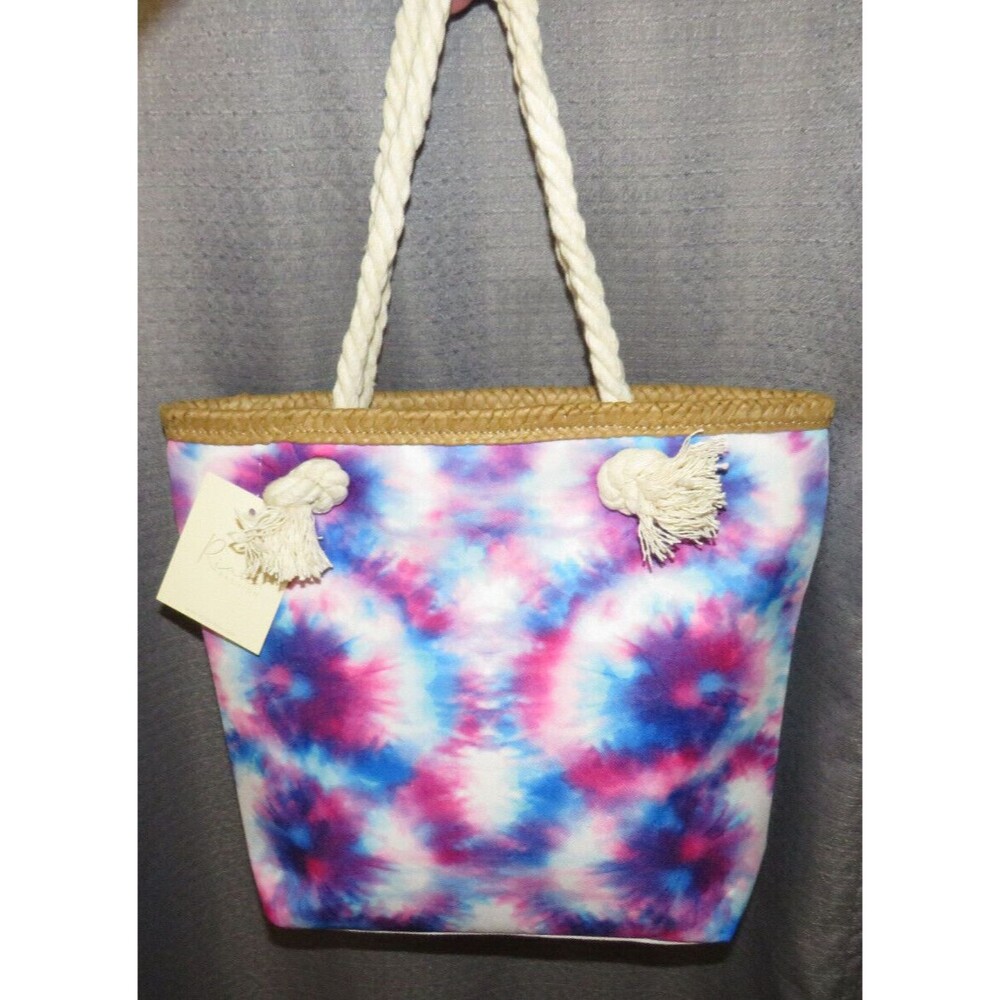 Tie Dye Rope Handle Zip Tote Bag Purse